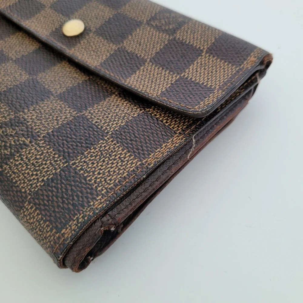 Louis Vuitton Damier Ebene Trifold Wallet Brown Checkered SP0073 France Fair